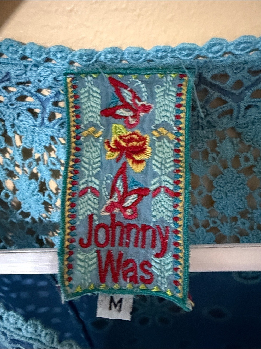 JOHNNY WAS Embroidered Blue Tunic —Relaxed Three-Quarter Sleeve. Medium - Picture 5 of 8